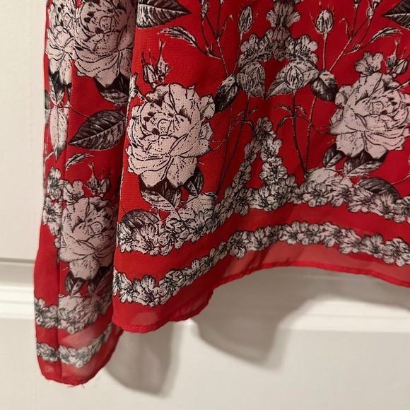 Max Studio Red Floral Keyhole Back Tank Top Women’s Size Large Spring Feminine - Picture 7 of 13